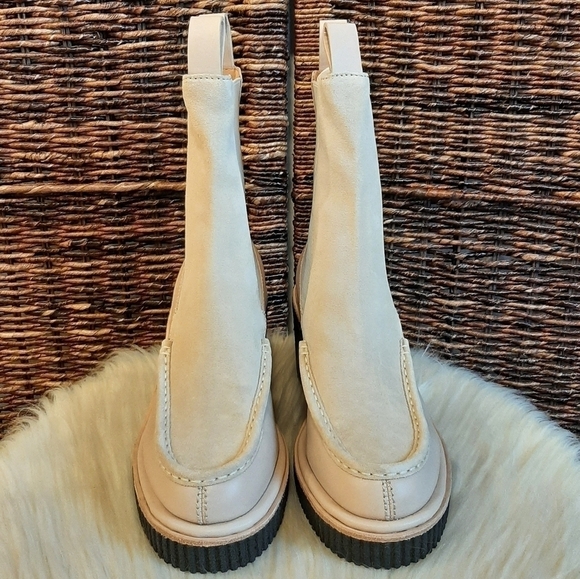 NIB Rag & Bone Sloane Wedge Chelsea Boots Suede Leather Paloma Cream 10 NEW - Picture 2 of 7